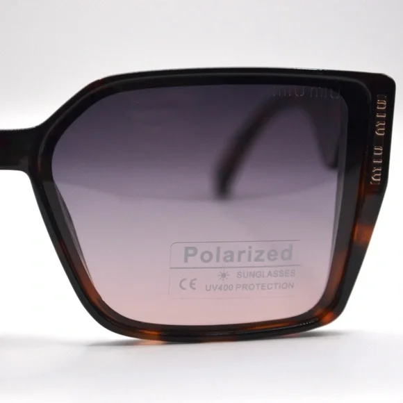MIU MIU Women’s Polarized Sunglasses | Tortoise Brown | Grey Purple Lens | New - Picture 11 of 16
